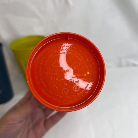 Starbucks Reusable Color Changing Cold Hot Plastic Cups Set of 3 w/ Coffee Lids - Picture 4 of 13